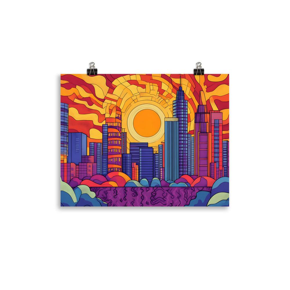 Manchester Vibrant Cityscape Bright Colors Urban Skyline Poster - Oh Posters