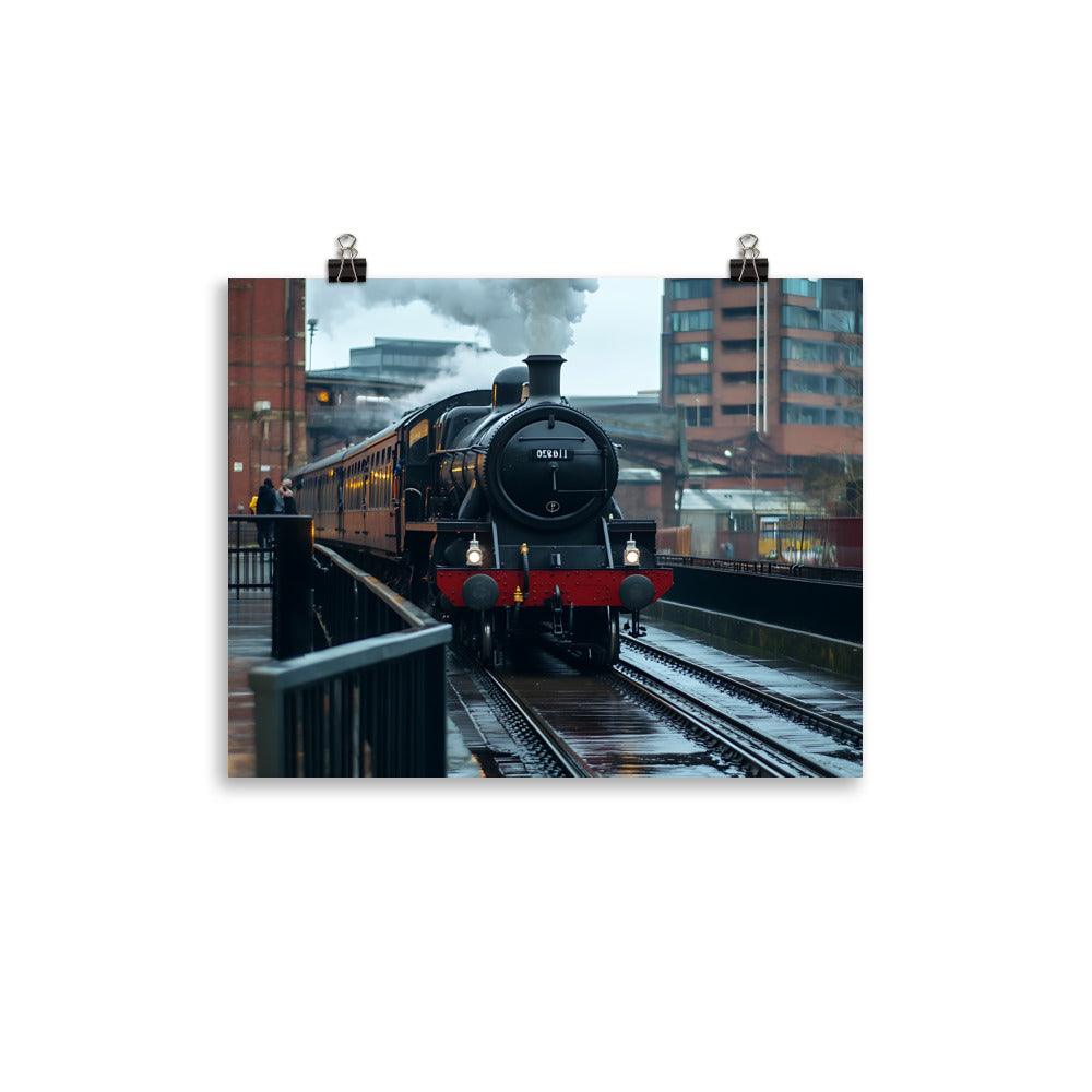 Manchester Steam Train Adventure Through Iconic Urban Landscape Poster - Oh Posters