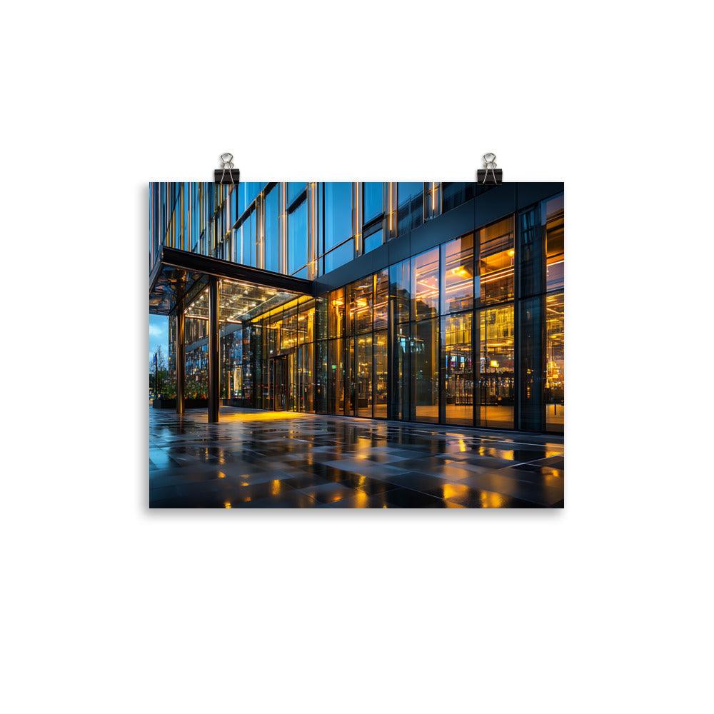 Manchester City Reflections On Modern Architecture Evening Lights Poster - Oh Posters