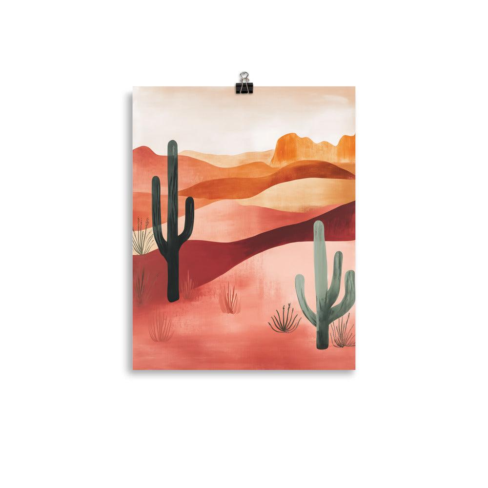 Boho Desert Landscape Cactus Serenity in Warm Earth Tones Poster - Oh Posters