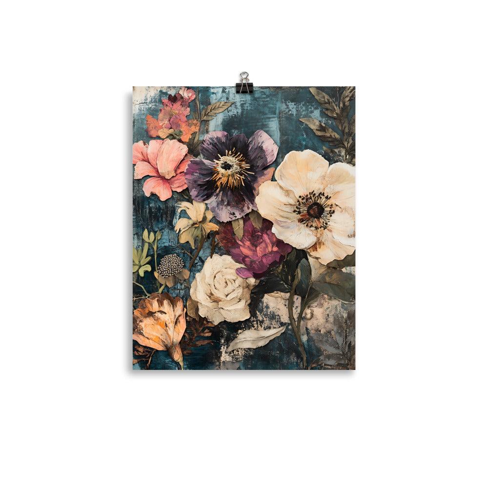 Boho Floral Dreams with Vibrant Blooms and Rustic Charm Poster - Oh Posters