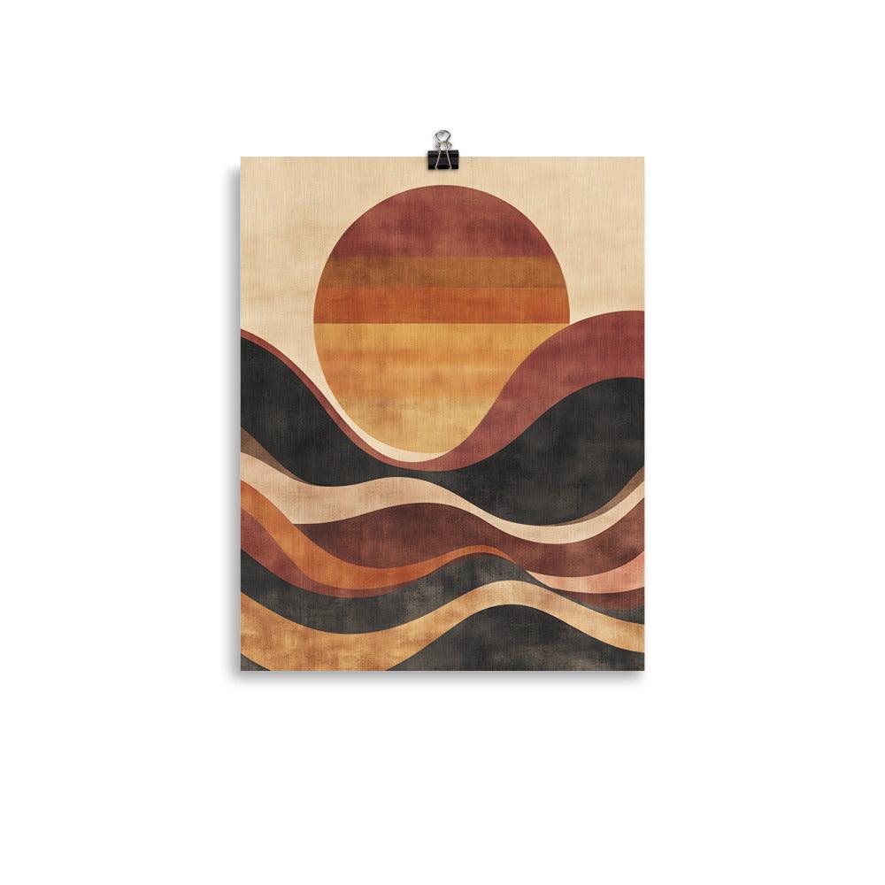 Boho Sunset Waves Earth Tones Vibes Poster - Oh Posters