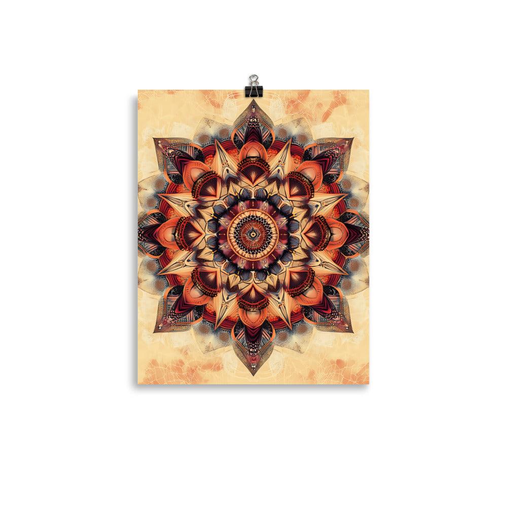 Boho Mandala Intricate Art with Warm Tones for Spiritual Connection and Meditation Enthusiasts Poster - Oh Posters