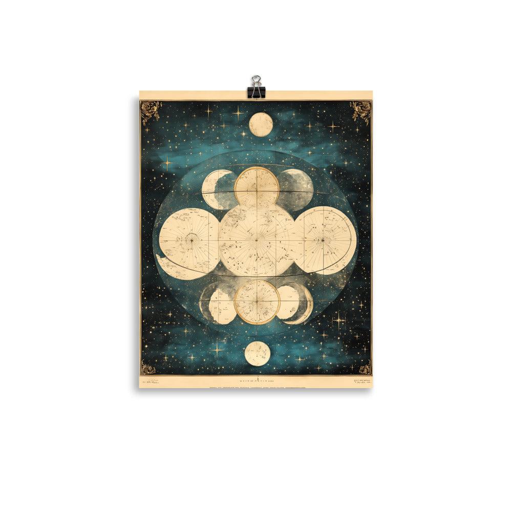 Boho Celestial Moon Phases Vintage Astronomy Art for Spiritual Souls Poster - Oh Posters