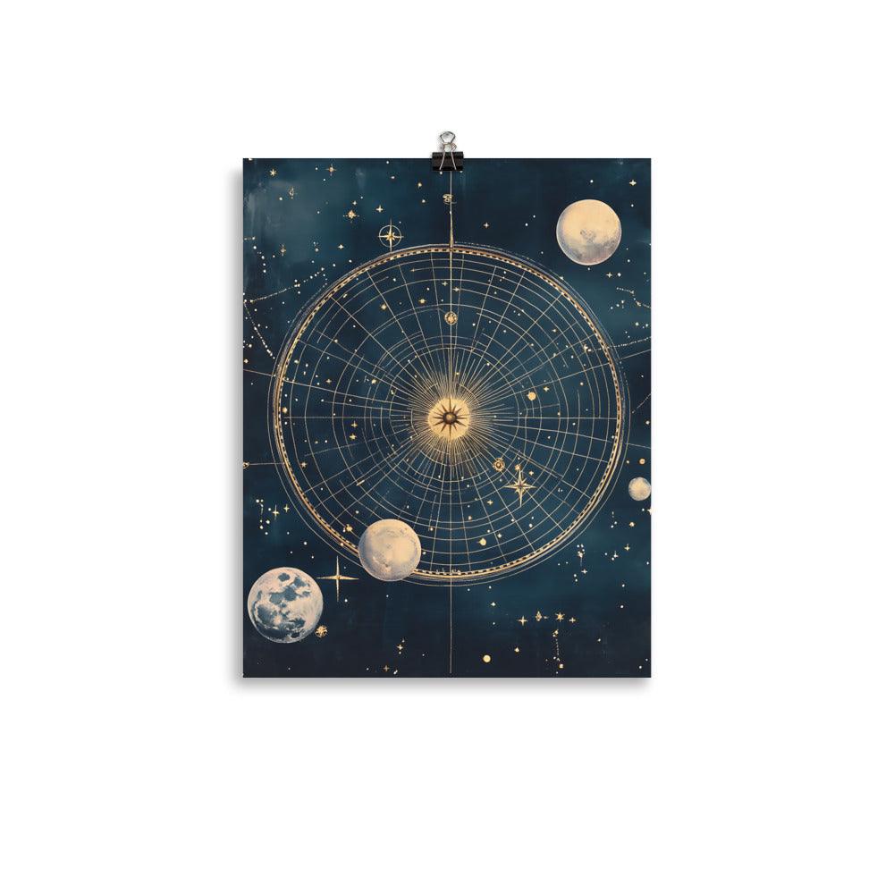 Boho Celestial Map with Moon Phases and Stars for Astrology Enthusiasts Poster - Oh Posters