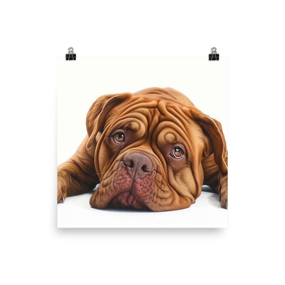 Dogue de Bordeaux Lying Down Realistic Artwork Poster - Oh Posters