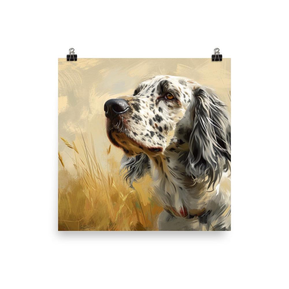 English Setter Serene Field Artistic Illustration Poster - Oh Posters