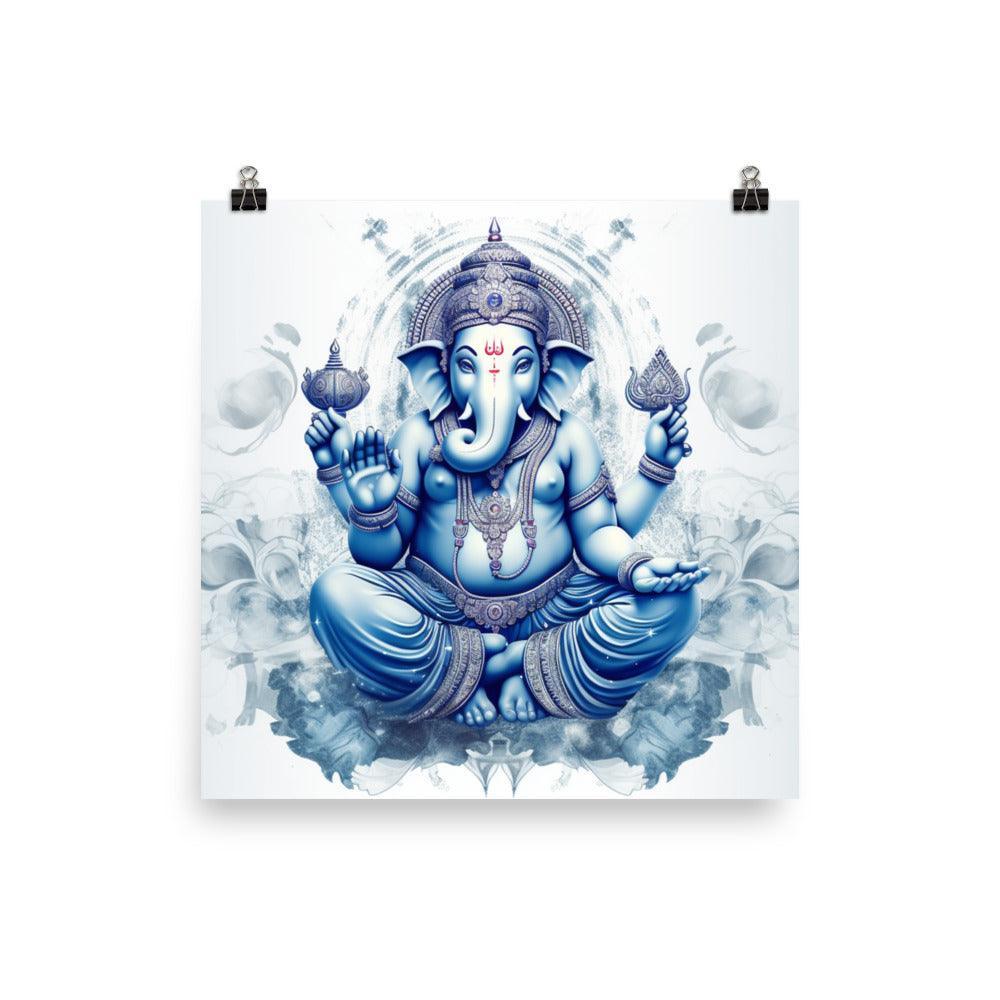 Ganesha Blue Spiritual Digital Artwork Poster - Oh Posters