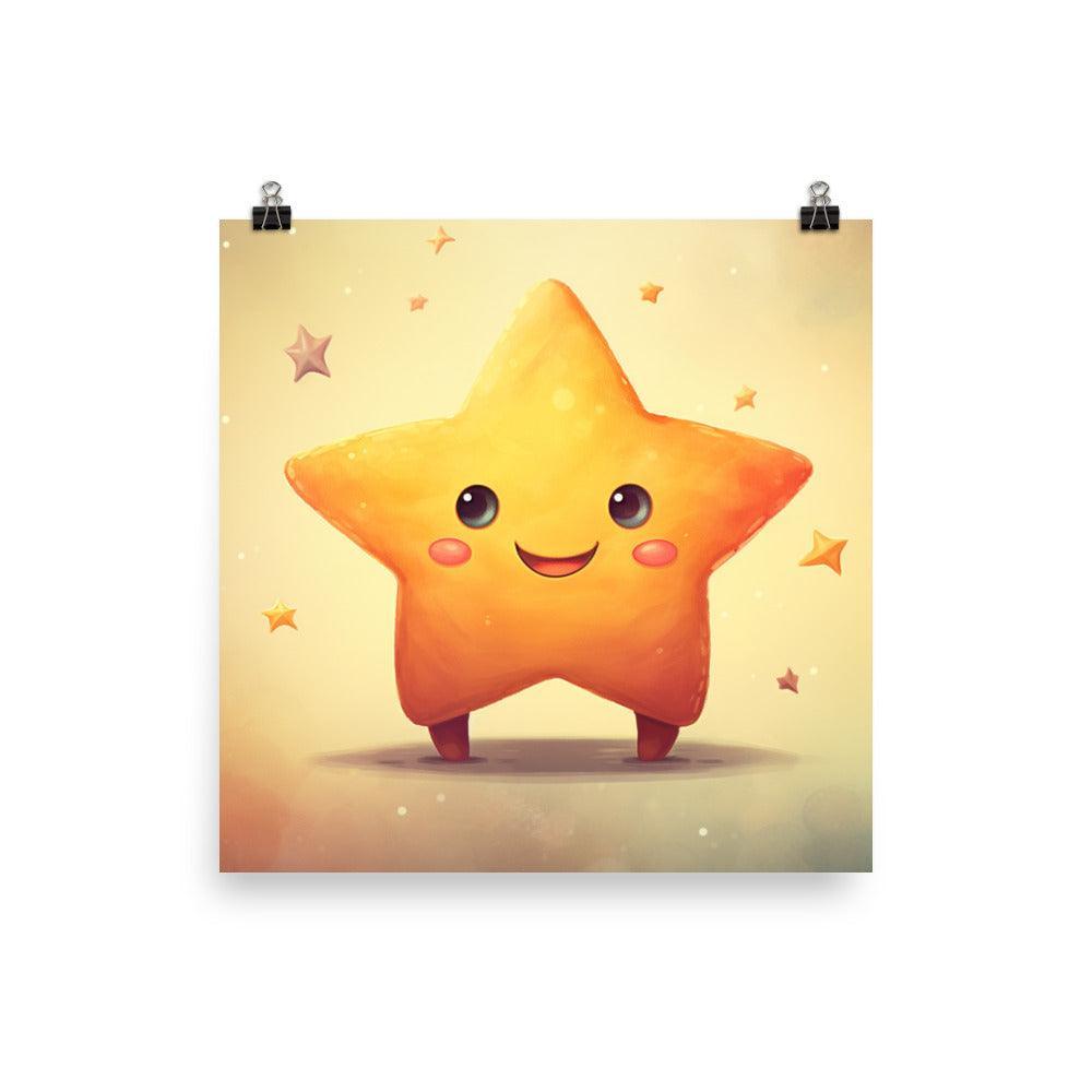 Cheerful Star Character Whimsical Digital Art Poster - Oh Posters