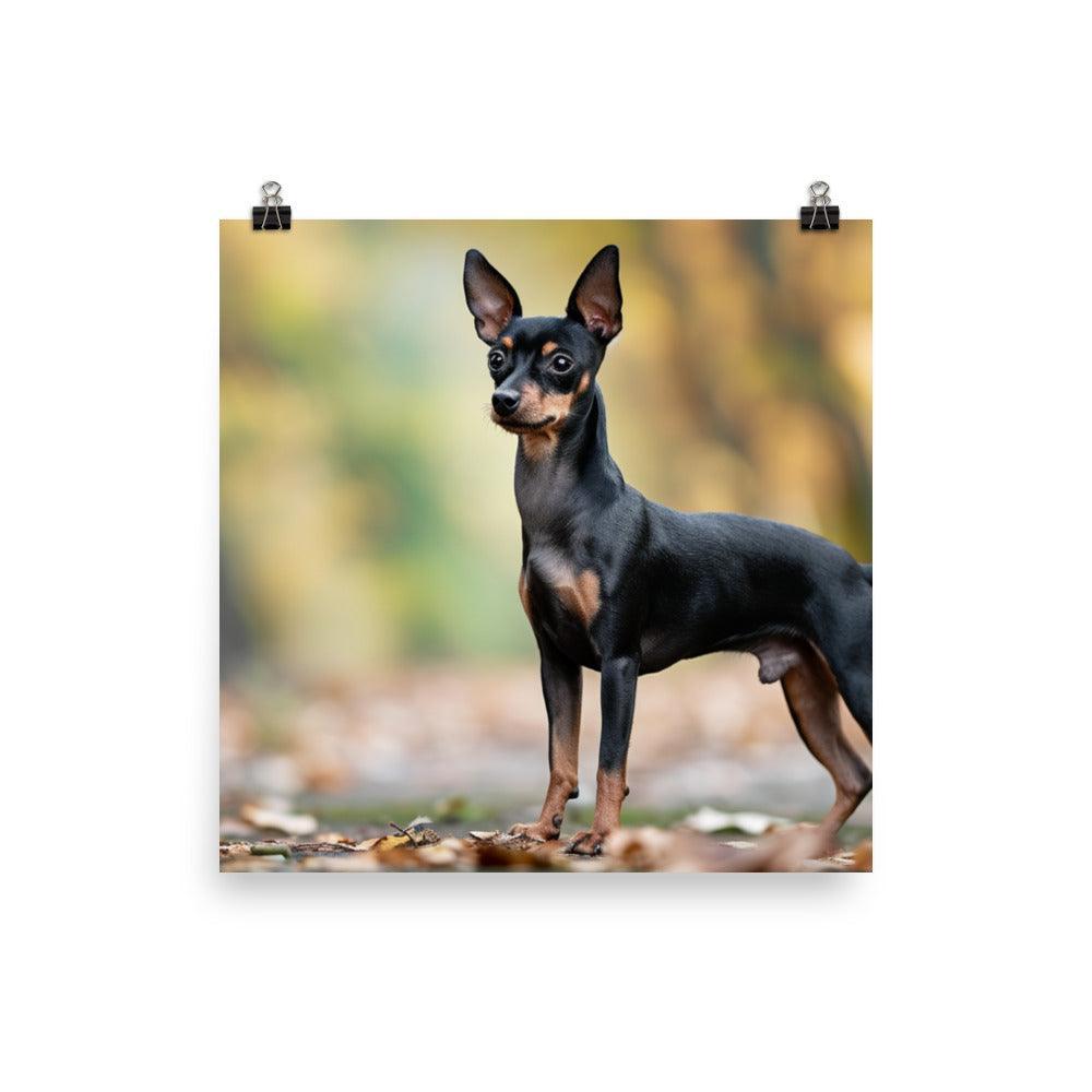 Lifelike English Toy Terrier in Autumn Leaves Poster - Oh Posters