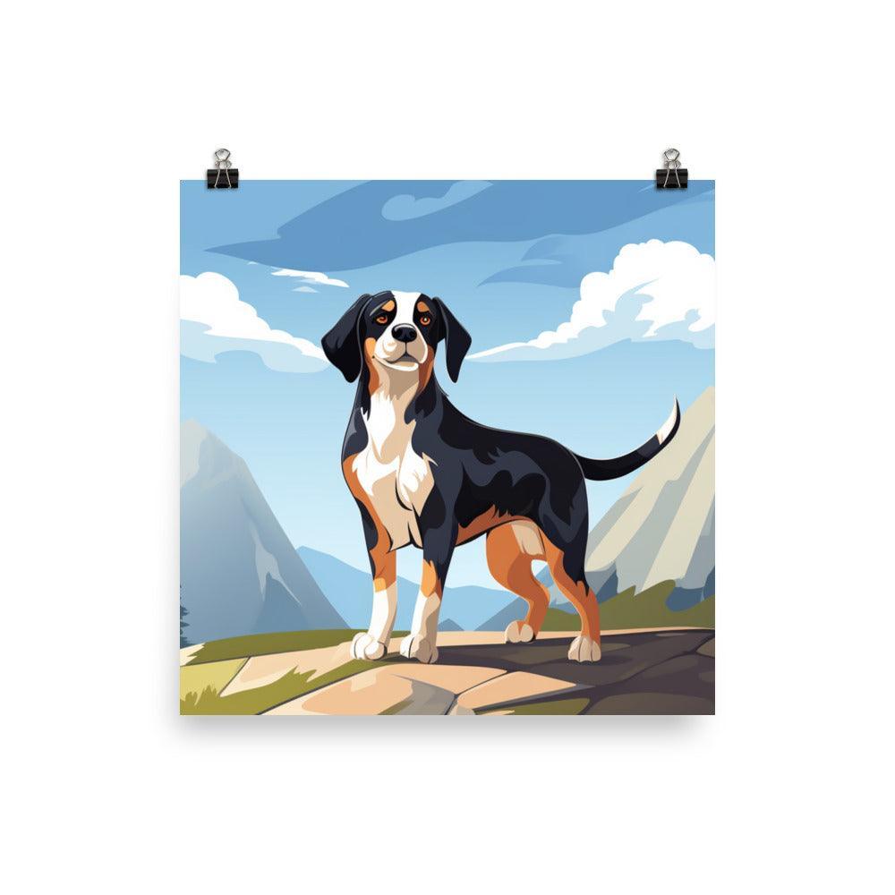 Entlebucher Mountain Dog Animated Alpine Adventure Poster - Oh Posters