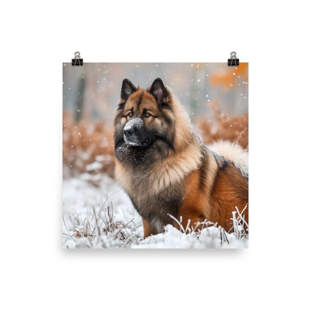 Majestic Eurasier in Winter Forest Photography Poster - Oh Posters