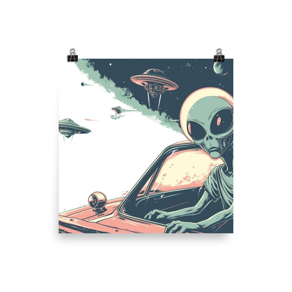 Extraterrestrial Driver Vintage Sci-Fi Art Poster - Oh Posters