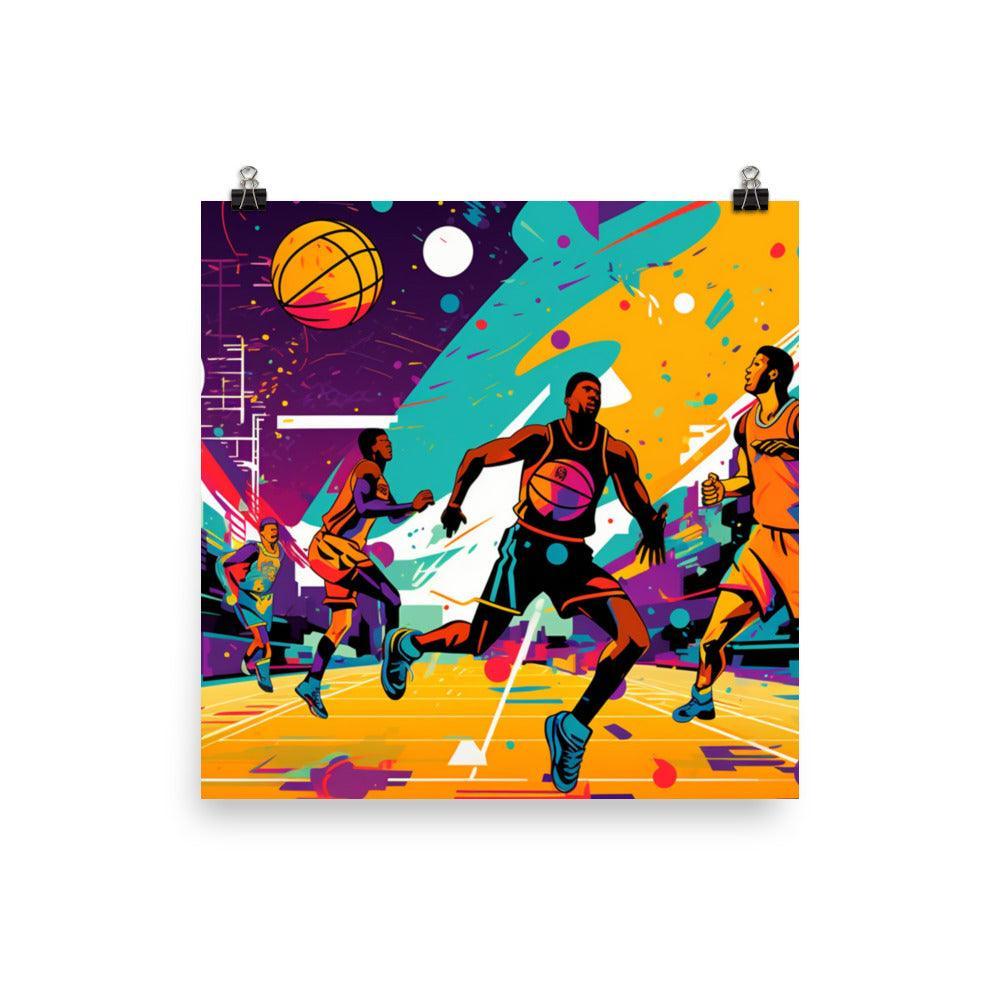 Retro Vibrant Basketball Game Poster - Oh Posters