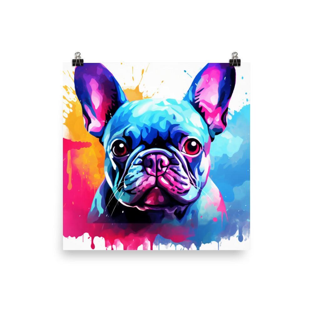 French Bulldog Watercolor Splash Colorful Art Poster - Oh Posters