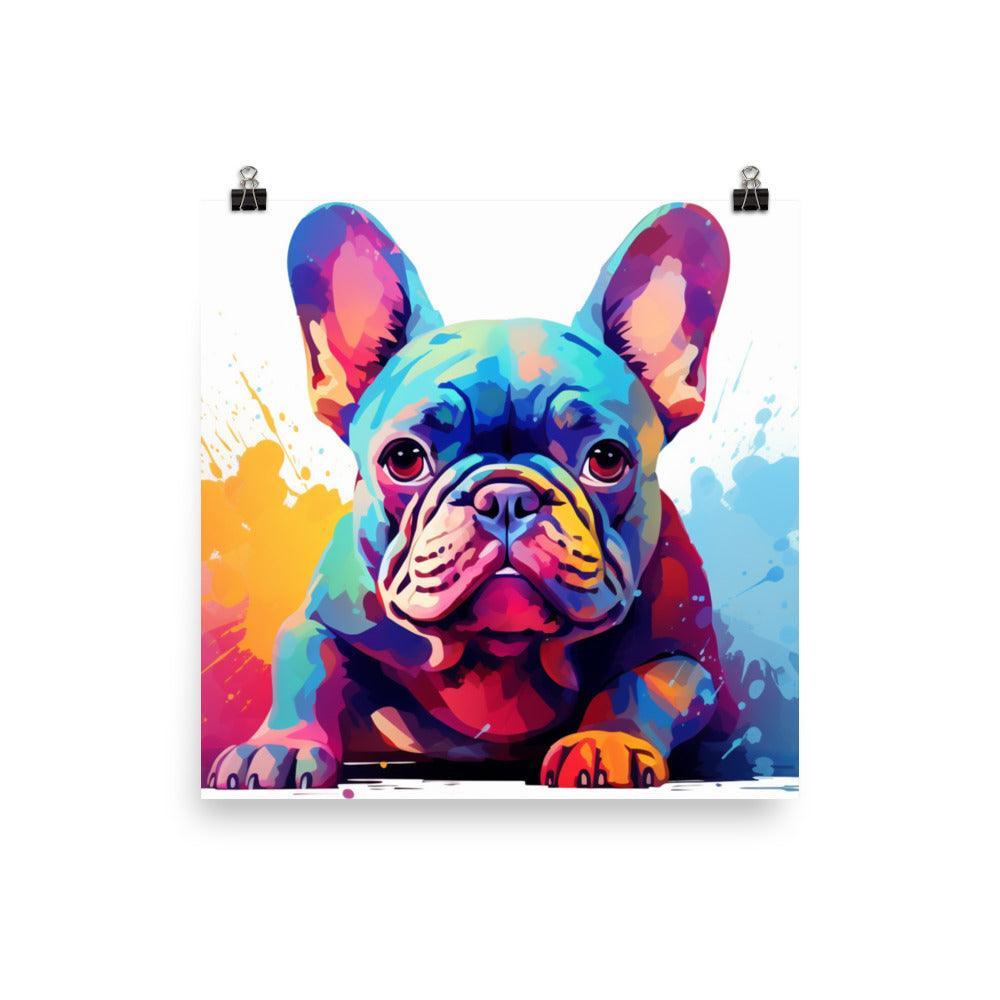 Expressive French Bulldog Color Explosion Art Poster - Oh Posters