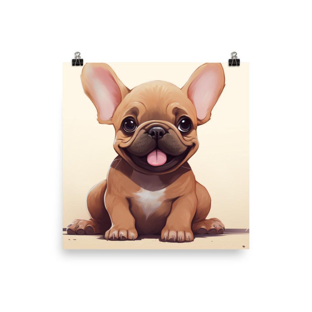 Happy Fawn French Bulldog Puppy Illustration Poster - Oh Posters