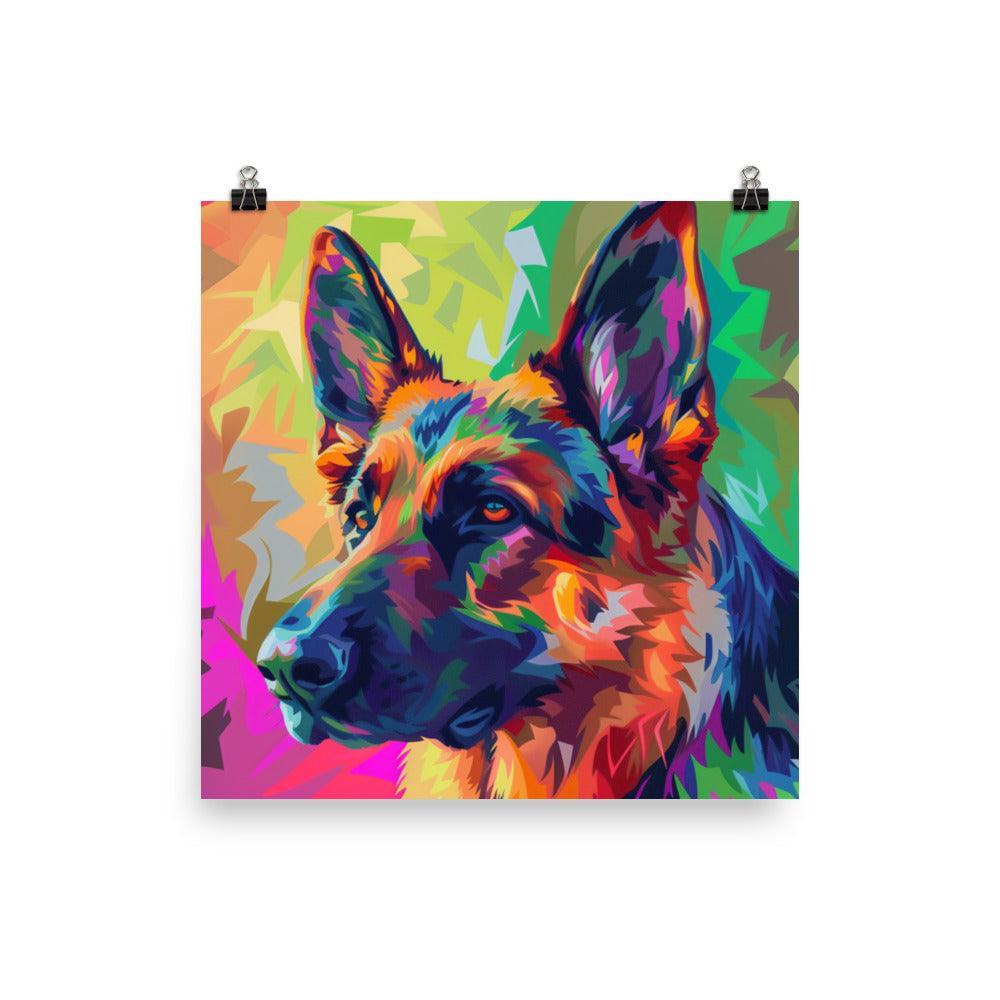 German Shepherd Geometric Pop Art Poster - Oh Posters