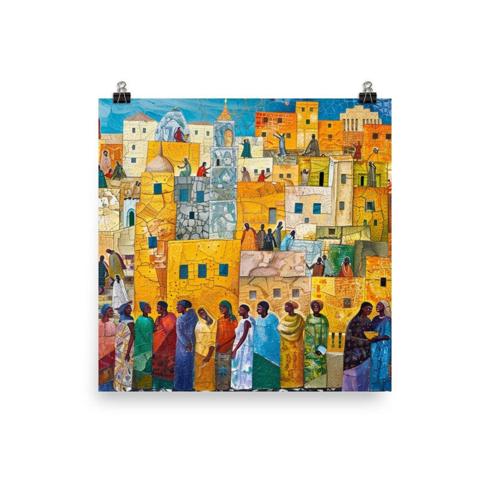 Eritrea Vibrant Town Mosaic Artwork Poster - Oh Posters