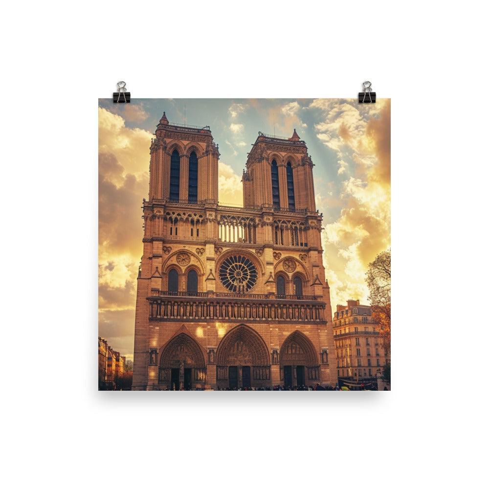 France Paris Notre Dame Cathedral Sunset Poster - Oh Posters