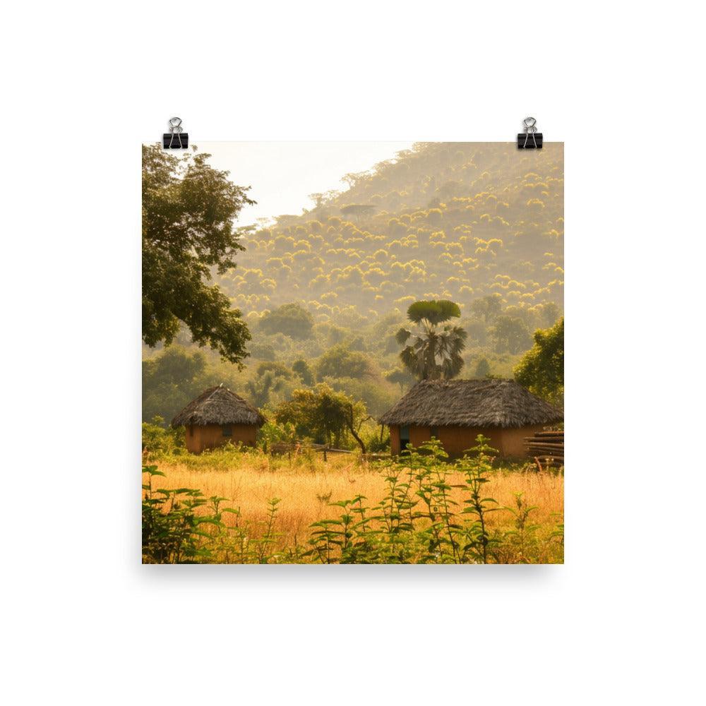 Guinea Rural Village Golden Morning Poster - Oh Posters