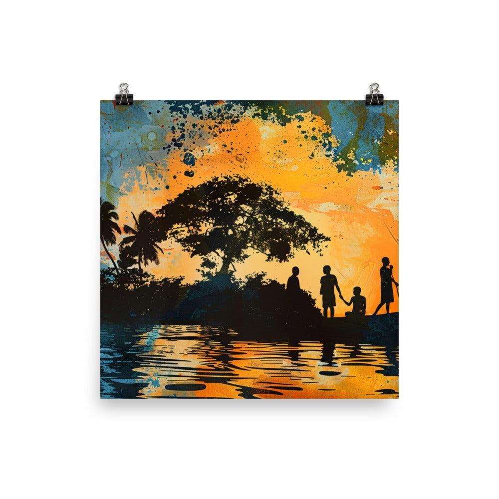 Guinea Island Silhouette Abstract Poster - Oh Posters