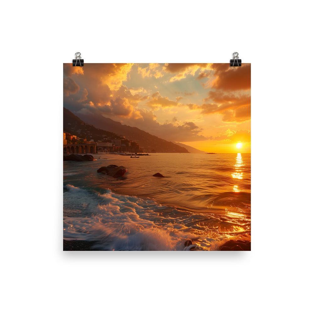 Italy Amalfi Coast Dramatic Sunset Beach Poster - Oh Posters