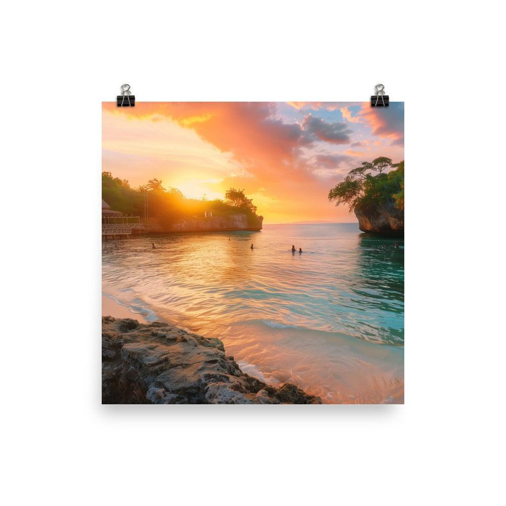 Jamaica Sunset Beach Cove Paradise Poster - Oh Posters