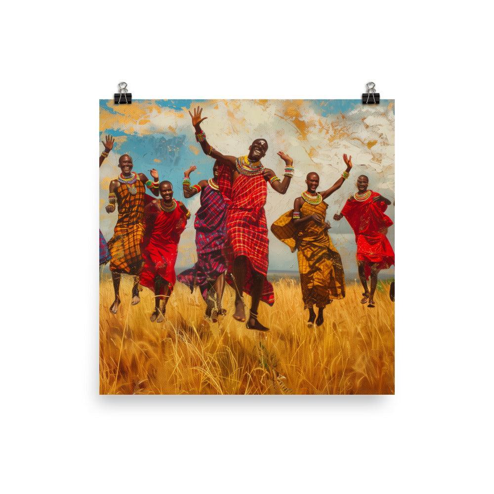 Kenya Maasai Warriors Joyful Dance Poster - Oh Posters