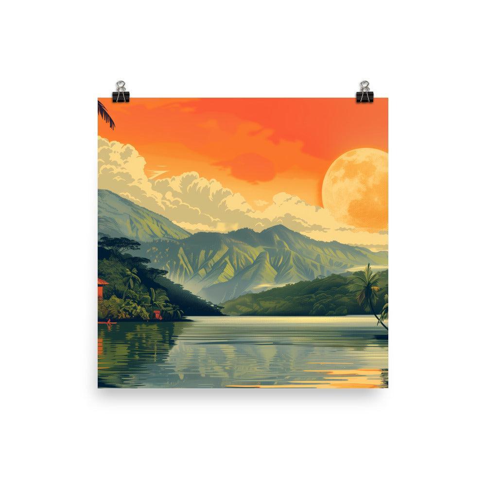 Papua New Guinea Tropical River Sunset Poster - Oh Posters