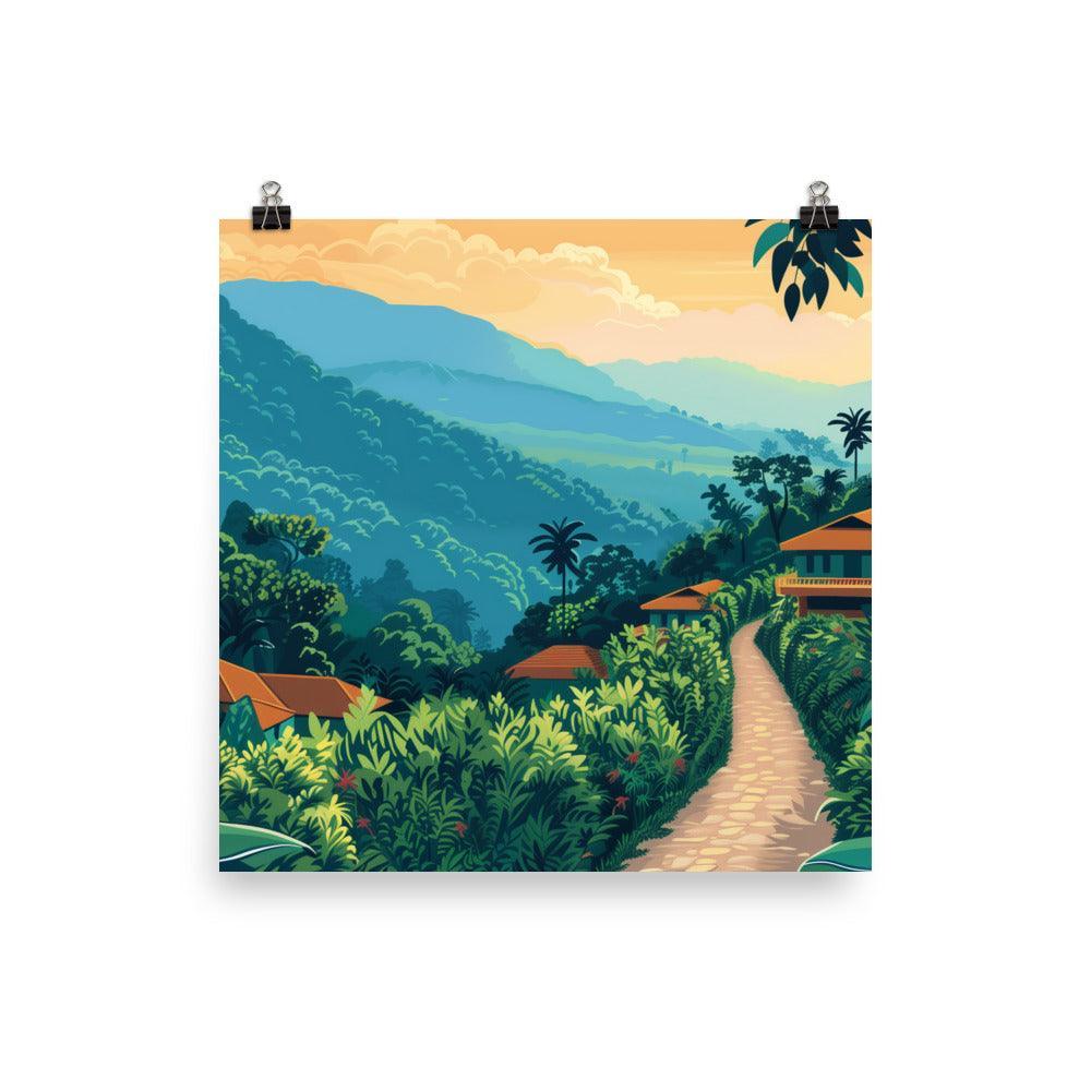 Rwanda Lush Mountain Village Scenic Poster - Oh Posters