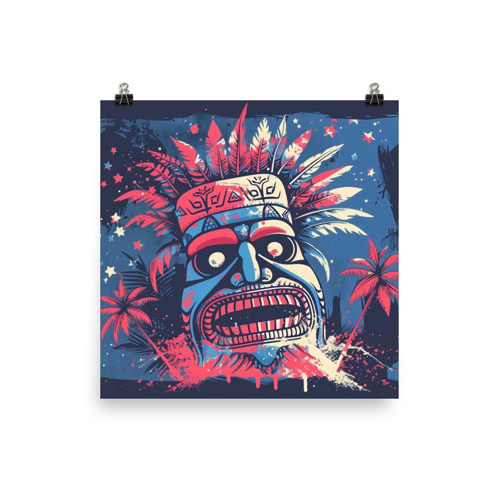 Samoan Tribal Mask Tropical Night Poster - Oh Posters