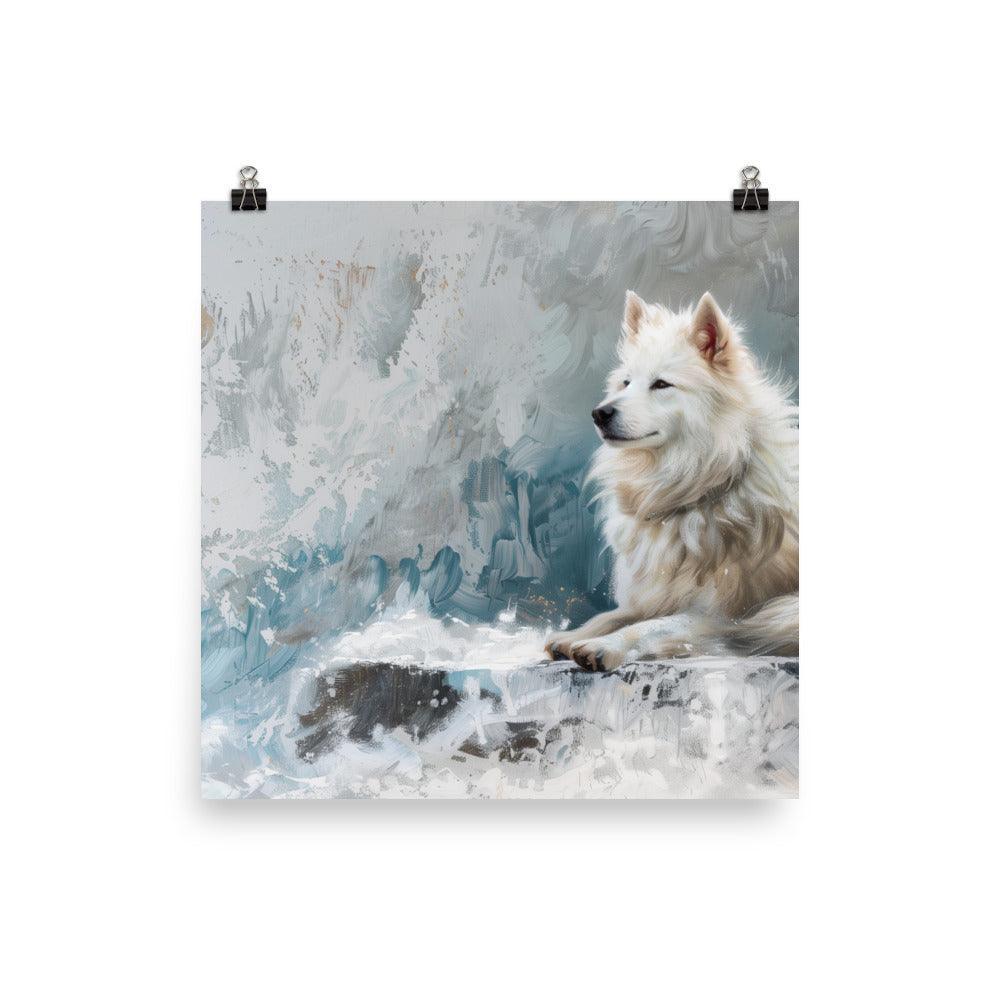 Icelandic Sheepdog Winter Landscape Painting Poster - Oh Posters