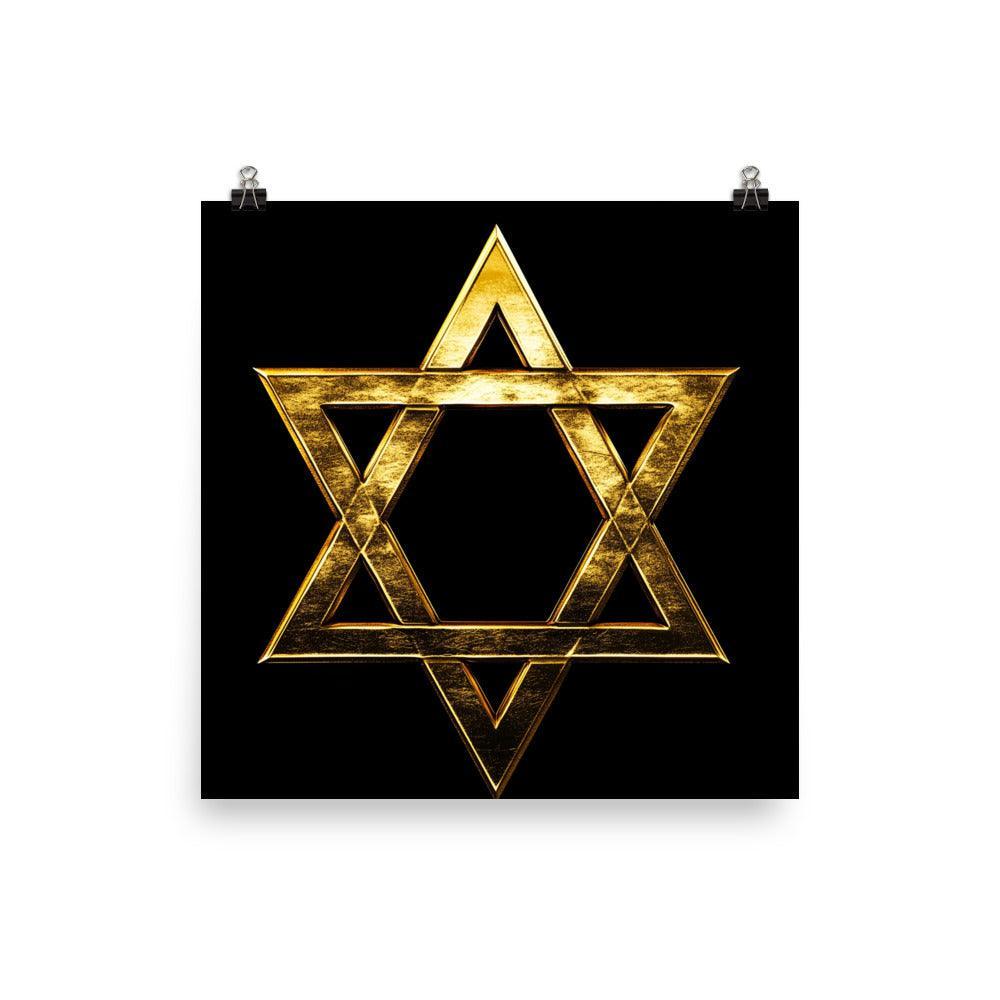 Golden Star of David Jewish Symbol Art Poster - Oh Posters