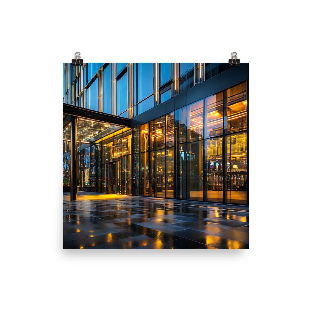 Manchester City Reflections On Modern Architecture Evening Lights Poster - Oh Posters