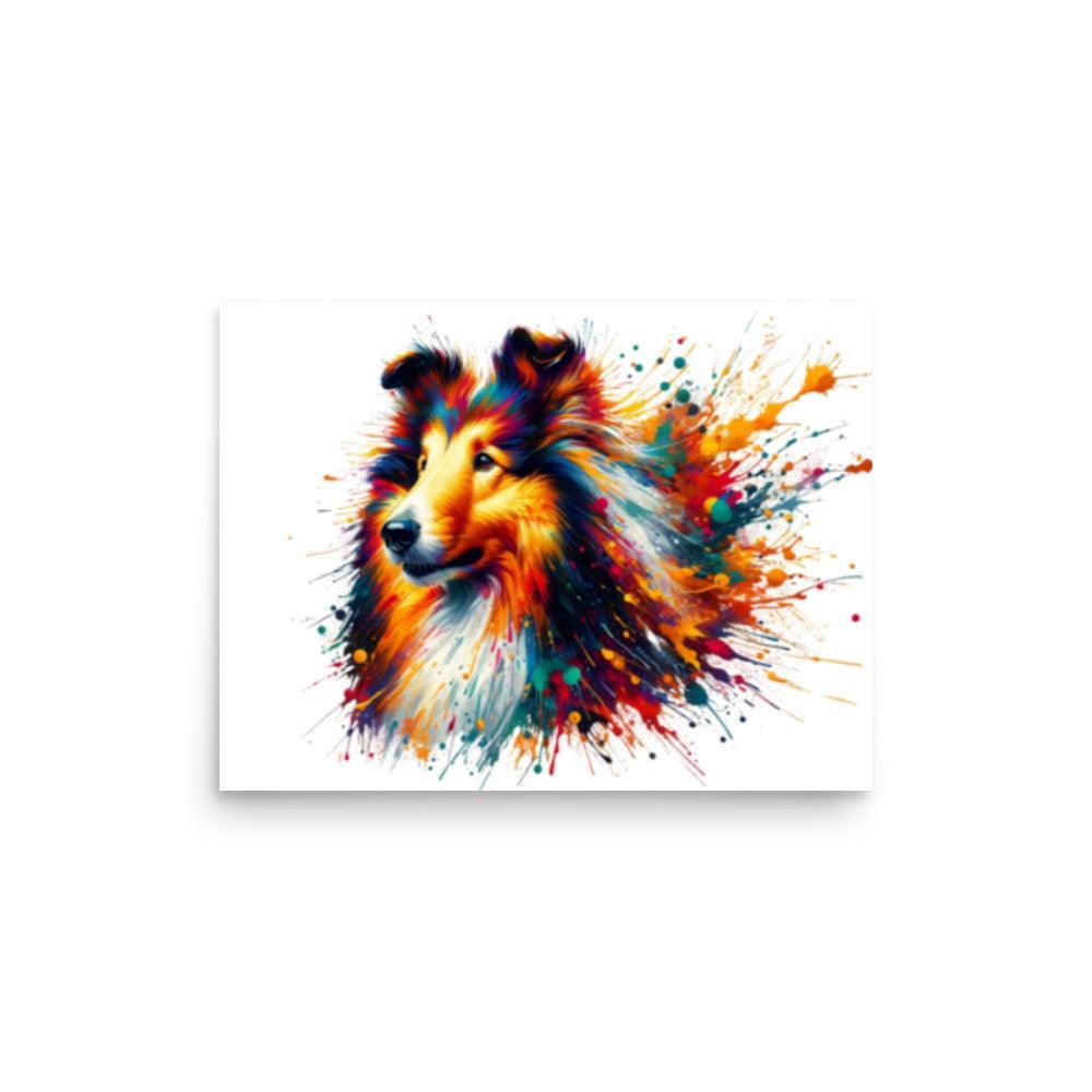 Rough Collie Dog Splatter Art Explosive Colors Poster - Oh Posters