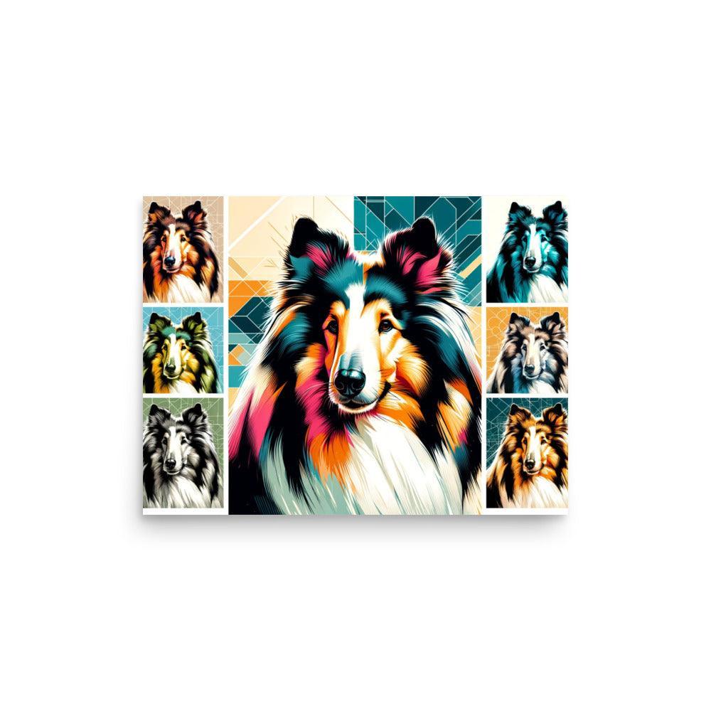 Rough Collie Dog Collage Line Vibrant Art Styles Poster - Oh Posters