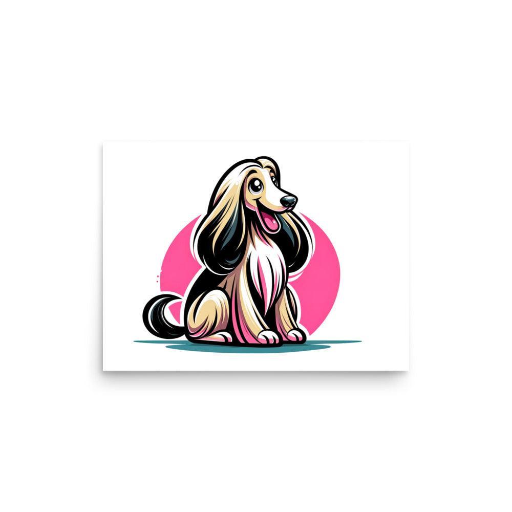 Joyful Afghan Hound Vibrant Cartoon Poster - Oh Posters