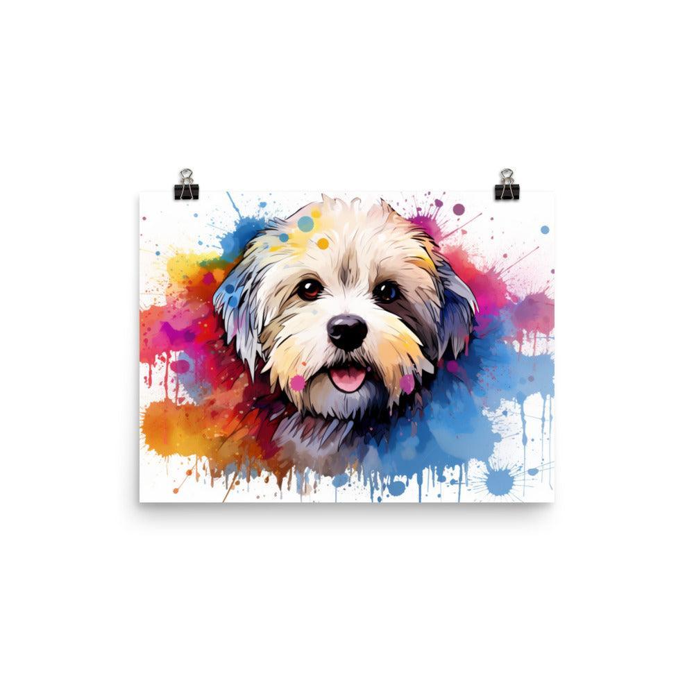 Coton De Tulear Playful Watercolor Splatter Portrait Poster - Oh Posters