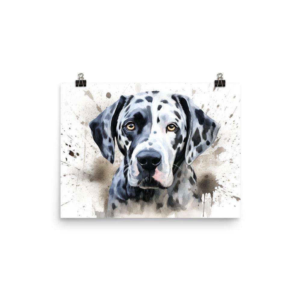 Dalmatian Watercolor Splash Dog Portrait Poster - Oh Posters