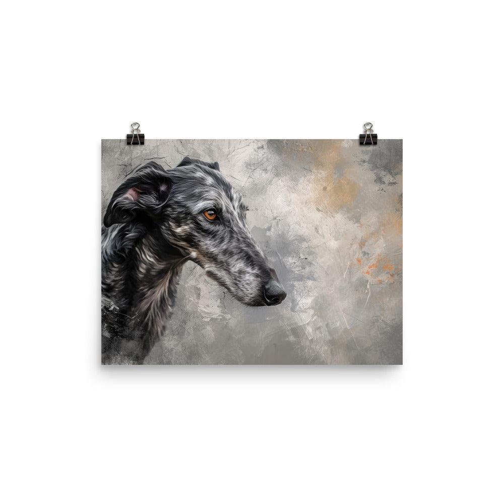 Deerhound Abstract Textured Art Dog Poster - Oh Posters