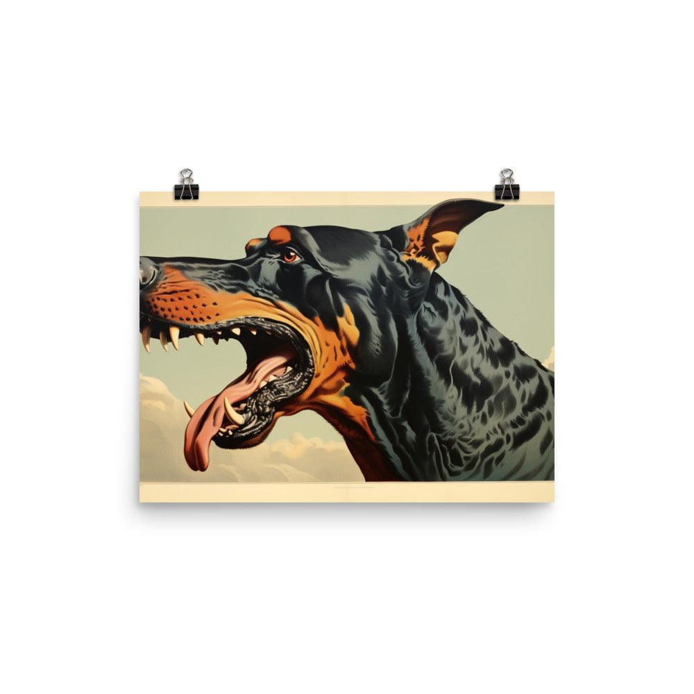 Dobermann Intense Roar Vintage Style Poster - Oh Posters