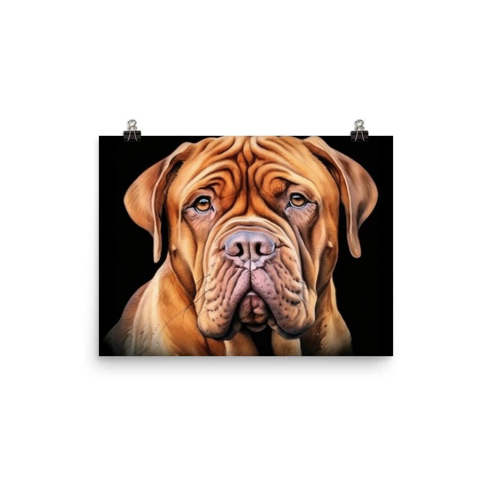 Dogue de Bordeaux Classic Black Background Illustration Poster - Oh Posters