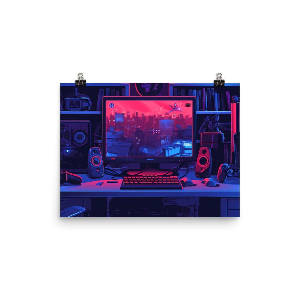 Gamer Room View Digital Illustration Poster - Oh Posters