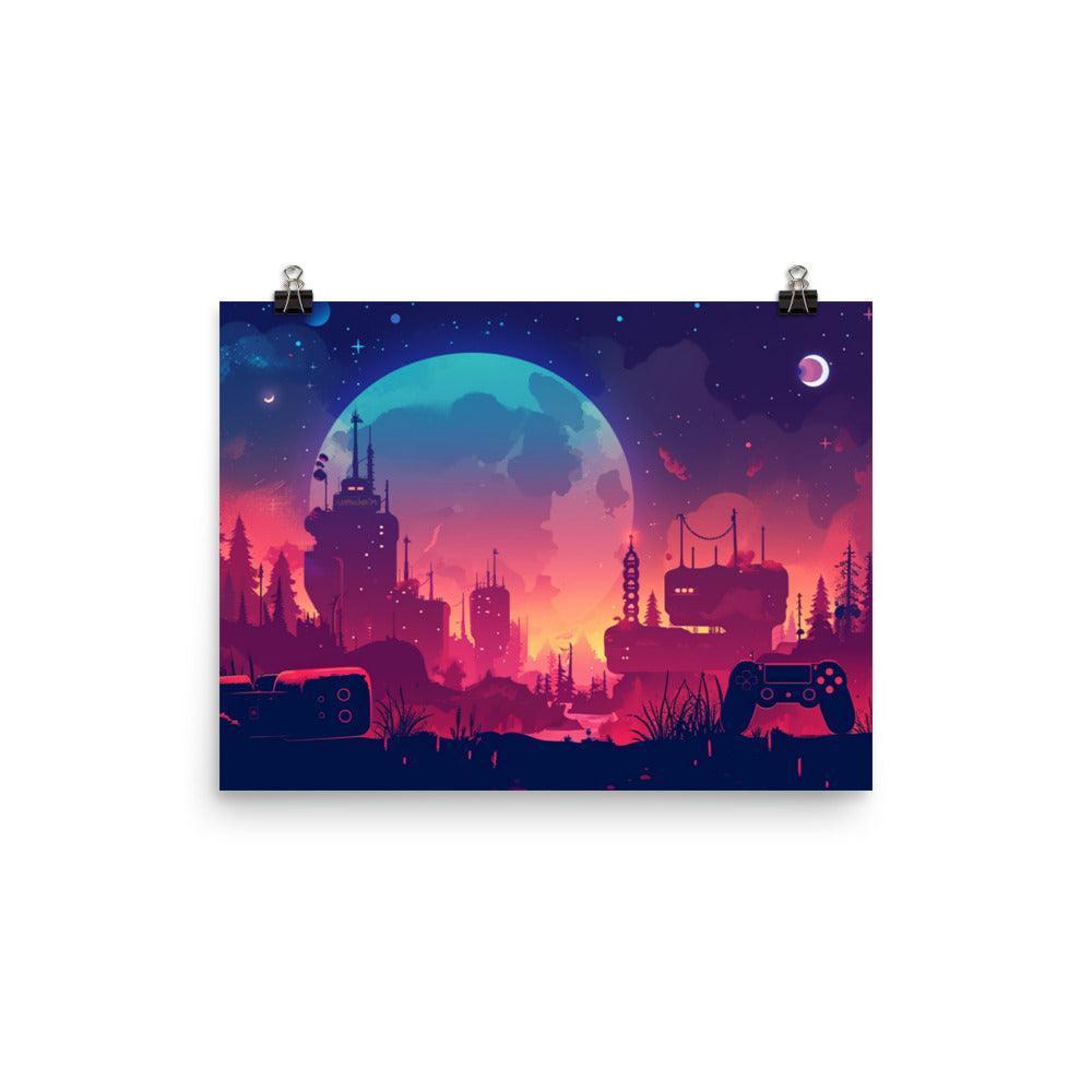 Fantasy Gaming Landscape Moonlit Night Poster - Oh Posters