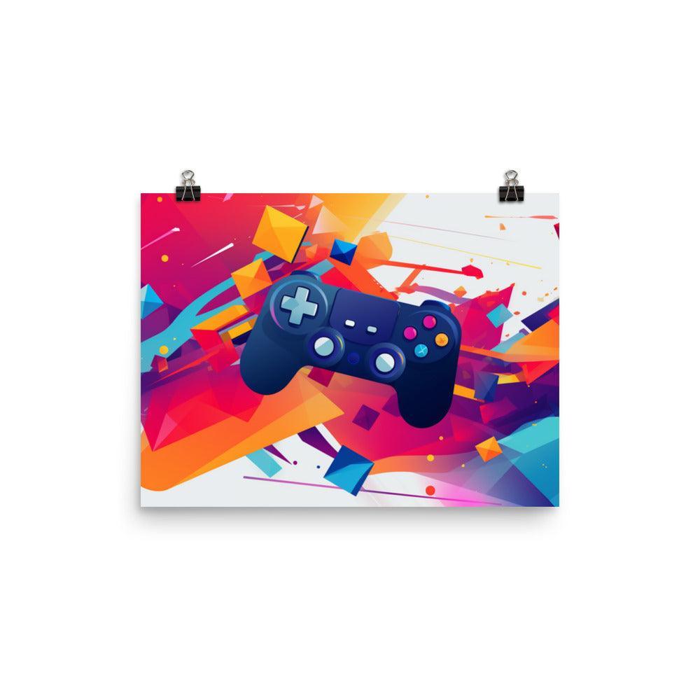 Vibrant Gaming Controller Abstract Explosion Poster - Oh Posters