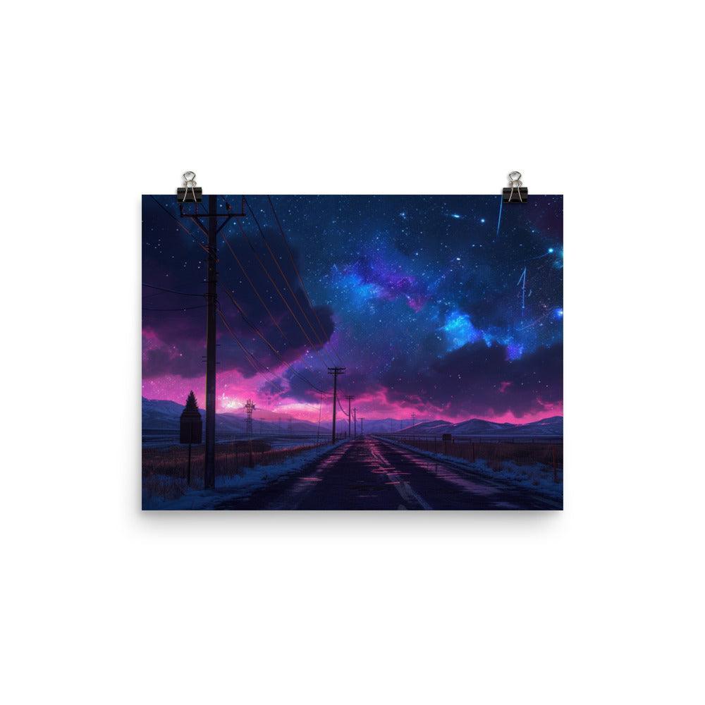 Cosmic Twilight Power Lines Artistic Poster - Oh Posters