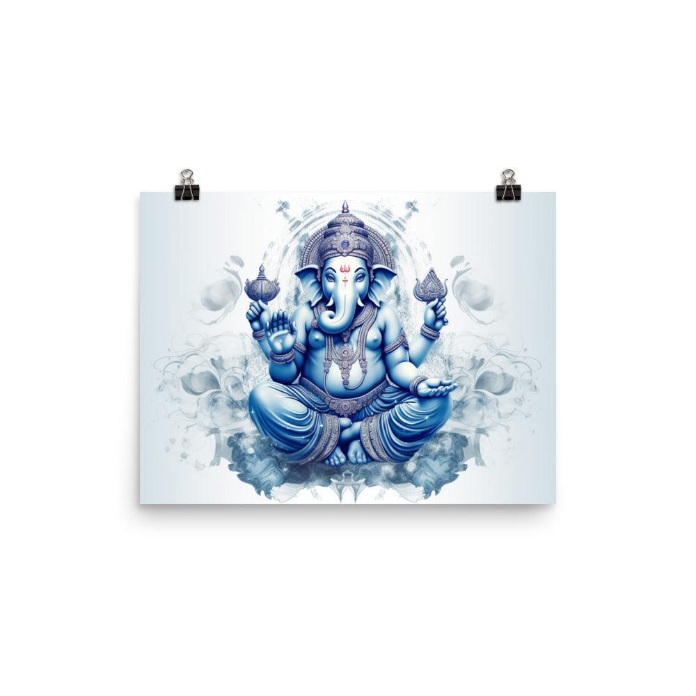 Ganesha Blue Spiritual Digital Artwork Poster - Oh Posters