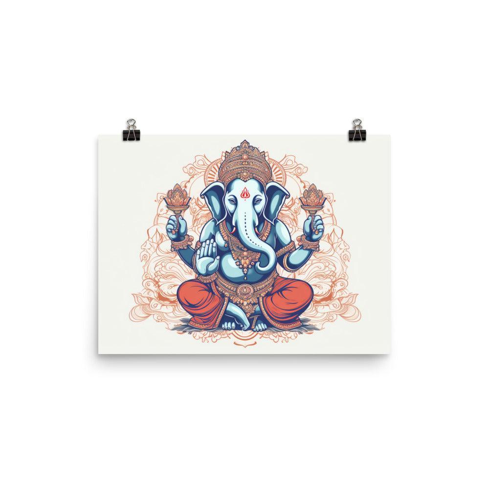 Ganesha Orange Mandala Inspired Illustration Poster - Oh Posters