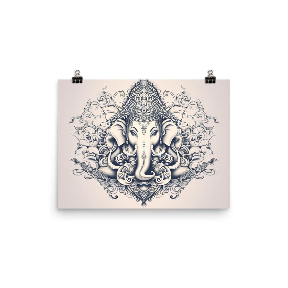 Ganesha Elegant Monochrome Mandala Art Poster - Oh Posters